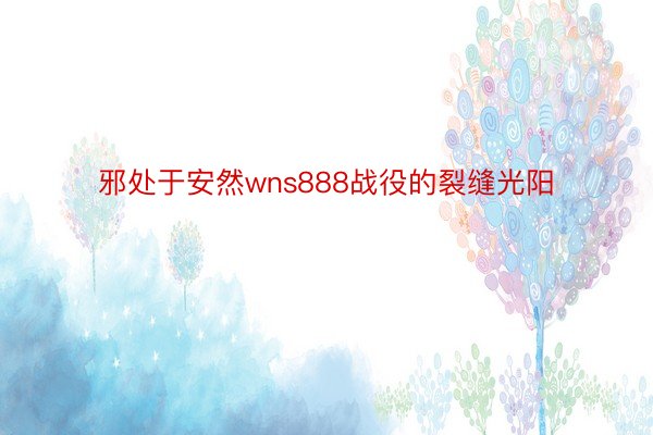 邪处于安然wns888战役的裂缝光阳