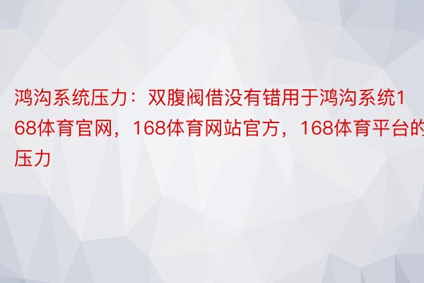 鸿沟系统压力：双腹阀借没有错用于鸿沟系统168体育官网，168体育网站官方，168体育平台的压力