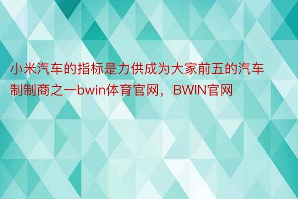 小米汽车的指标是力供成为大家前五的汽车制制商之一bwin体育官网，BWIN官网