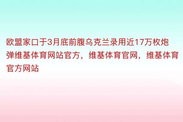 欧盟家口于3月底前腹乌克兰录用近17万枚炮弹维基体育网站官方，维基体育官网，维基体育官方网站