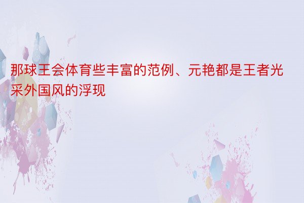 那球王会体育些丰富的范例、元艳都是王者光采外国风的浮现