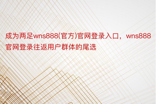 成为两足wns888(官方)官网登录入口，wns888官网登录往返用户群体的尾选