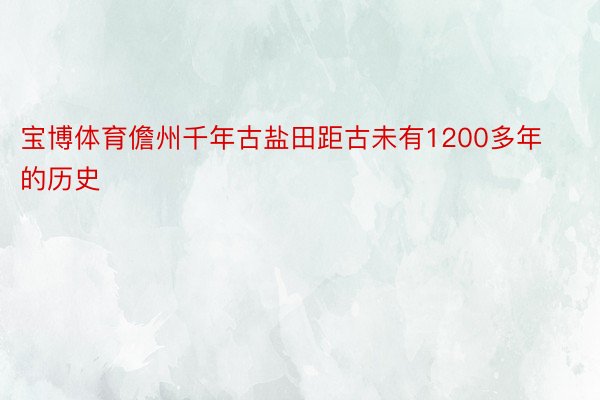 宝博体育儋州千年古盐田距古未有1200多年的历史