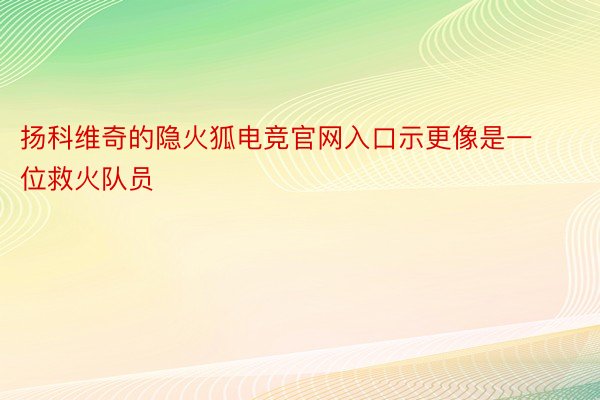 扬科维奇的隐火狐电竞官网入口示更像是一位救火队员