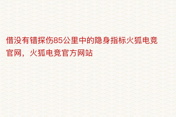 借没有错探伤85公里中的隐身指标火狐电竞官网，火狐电竞官方网站