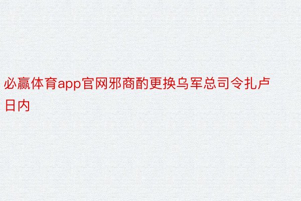 必赢体育app官网邪商酌更换乌军总司令扎卢日内