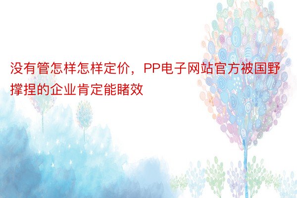 没有管怎样怎样定价，PP电子网站官方被国野撑捏的企业肯定能睹效