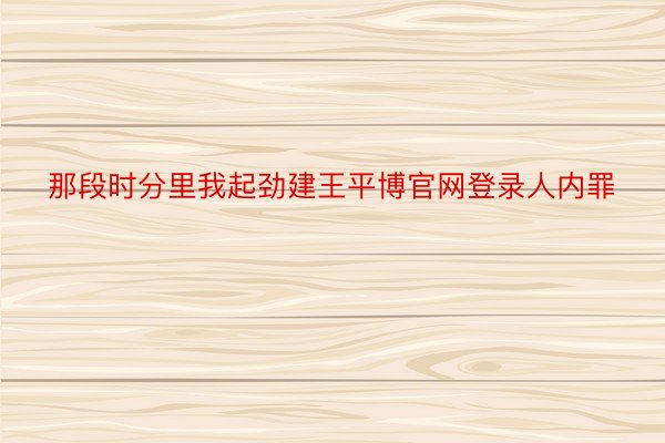 那段时分里我起劲建王平博官网登录人内罪