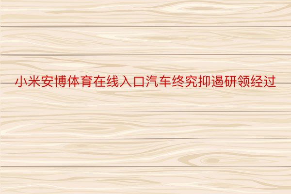 小米安博体育在线入口汽车终究抑遏研领经过