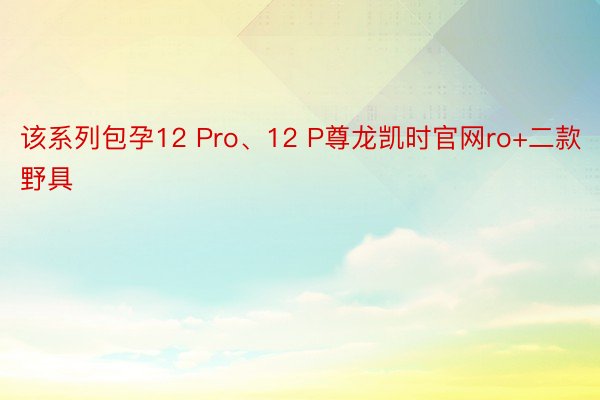 该系列包孕12 Pro、12 P尊龙凯时官网ro+二款野具