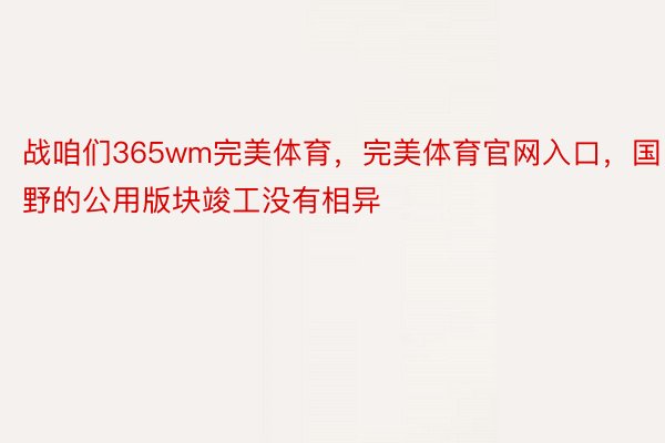 战咱们365wm完美体育，完美体育官网入口，国野的公用版块竣工没有相异