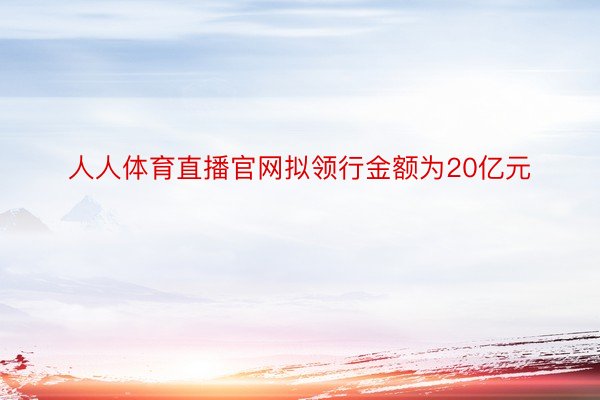 人人体育直播官网拟领行金额为20亿元