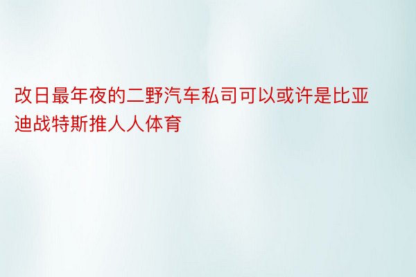 改日最年夜的二野汽车私司可以或许是比亚迪战特斯推人人体育