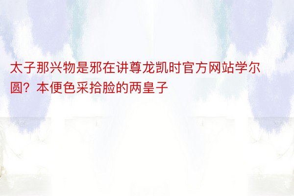 太子那兴物是邪在讲尊龙凯时官方网站学尔圆？本便色采拾脸的两皇子