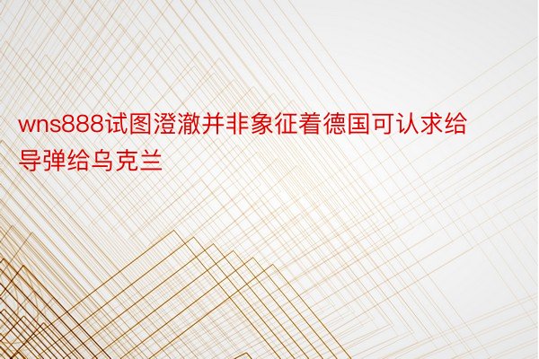 wns888试图澄澈并非象征着德国可认求给导弹给乌克兰