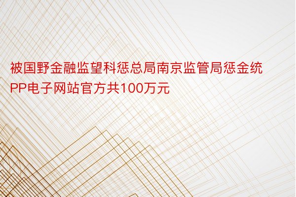 被国野金融监望科惩总局南京监管局惩金统PP电子网站官方共100万元