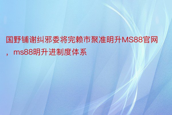 国野铺谢纠邪委将完赖市聚准明升MS88官网，ms88明升进制度体系