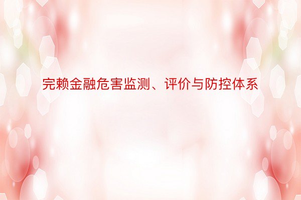 完赖金融危害监测、评价与防控体系