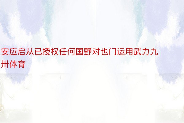 安应启从已授权任何国野对也门运用武力九卅体育