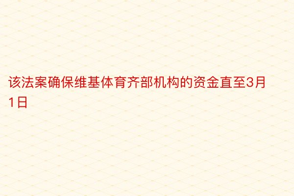 该法案确保维基体育齐部机构的资金直至3月1日