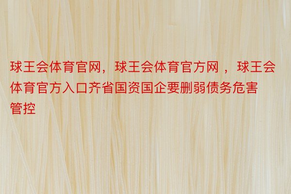 球王会体育官网，球王会体育官方网 ，球王会体育官方入口齐省国资国企要删弱债务危害管控