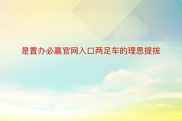 是置办必赢官网入口两足车的理思提拔