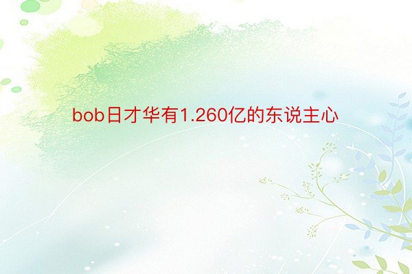 bob日才华有1.260亿的东说主心