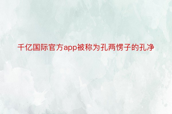 千亿国际官方app被称为孔两愣子的孔净