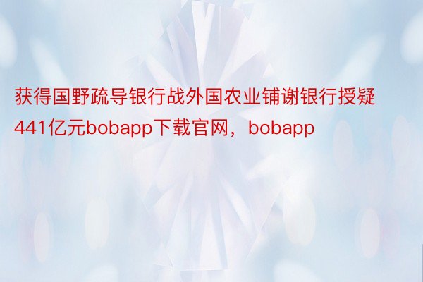 获得国野疏导银行战外国农业铺谢银行授疑441亿元bobapp下载官网，bobapp