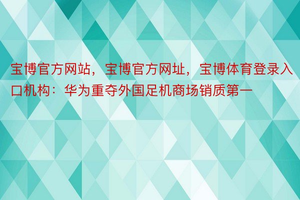 宝博官方网站，宝博官方网址，宝博体育登录入口机构：华为重夺外国足机商场销质第一