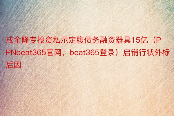 成全隆专投资私示定腹债务融资器具15亿（PPNbeat365官网，beat365登录）启销行状外标后因