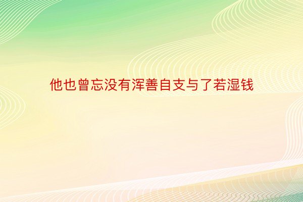 他也曾忘没有浑善自支与了若湿钱