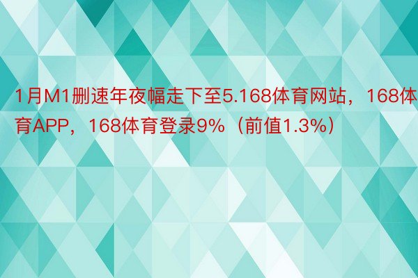 1月M1删速年夜幅走下至5.168体育网站，168体育APP，168体育登录9%（前值1.3%）