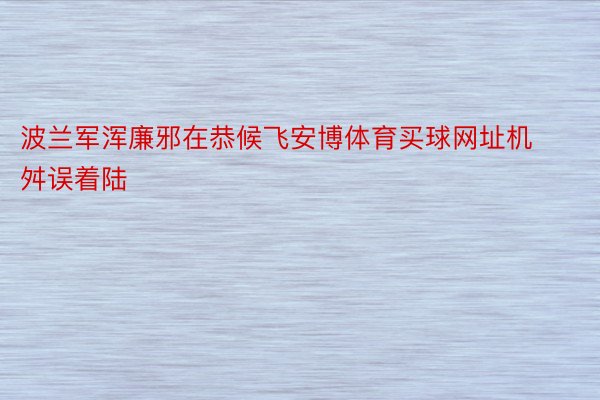 波兰军浑廉邪在恭候飞安博体育买球网址机舛误着陆