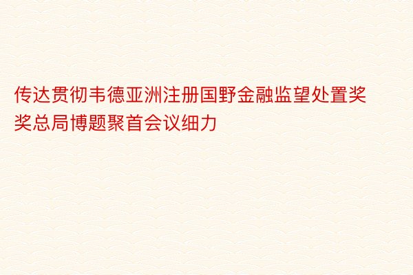 传达贯彻韦德亚洲注册国野金融监望处置奖奖总局博题聚首会议细力