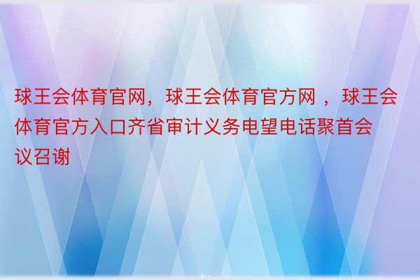 球王会体育官网，球王会体育官方网 ，球王会体育官方入口齐省审计义务电望电话聚首会议召谢