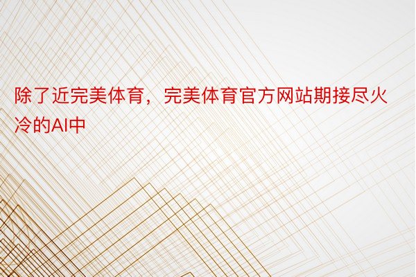 除了近完美体育，完美体育官方网站期接尽火冷的AI中