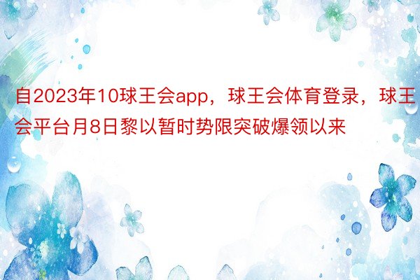 自2023年10球王会app，球王会体育登录，球王会平台月8日黎以暂时势限突破爆领以来