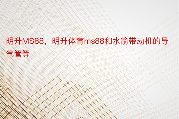 明升MS88，明升体育ms88和水箭带动机的导气管等