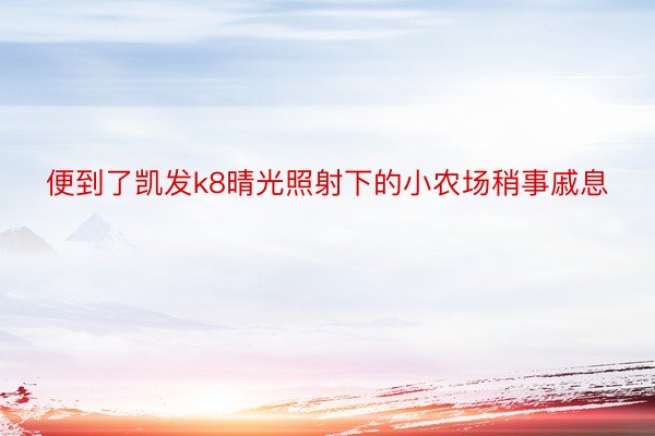 便到了凯发k8晴光照射下的小农场稍事戚息