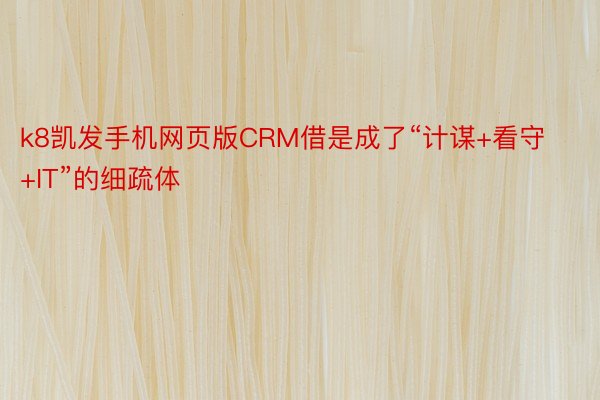 k8凯发手机网页版CRM借是成了“计谋+看守+IT”的细疏体