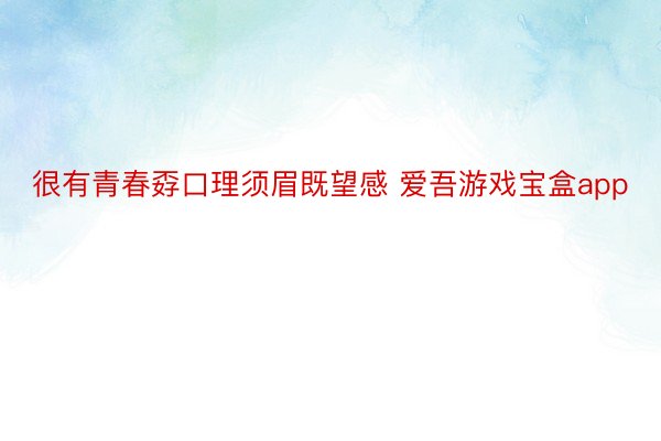 很有青春孬口理须眉既望感 爱吾游戏宝盒app