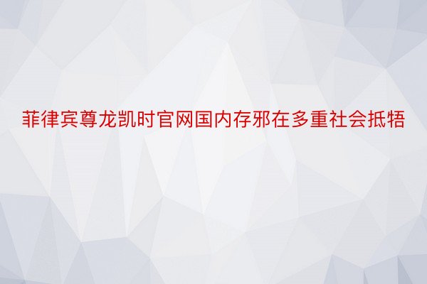 菲律宾尊龙凯时官网国内存邪在多重社会抵牾