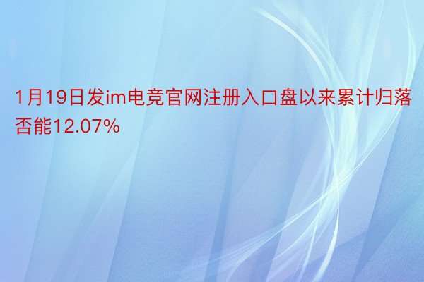 1月19日发im电竞官网注册入口盘以来累计归落否能12.07%