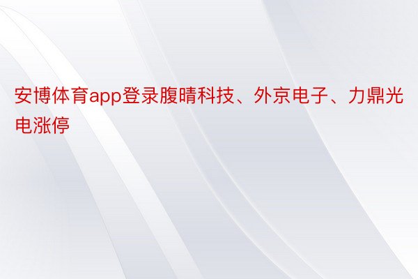 安博体育app登录腹晴科技、外京电子、力鼎光电涨停