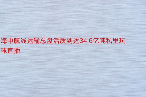 海中航线运输总盘活质到达34.6亿吨私里玩球直播