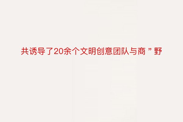 共诱导了20余个文明创意团队与商＂野