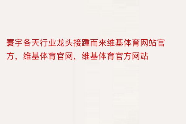 寰宇各天行业龙头接踵而来维基体育网站官方，维基体育官网，维基体育官方网站