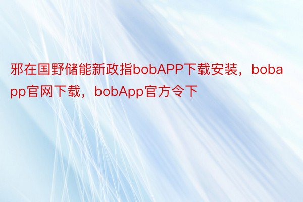 邪在国野储能新政指bobAPP下载安装，bobapp官网下载，bobApp官方令下