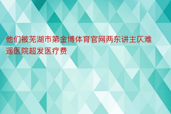 他们被芜湖市第金博体育官网两东讲主仄难遥医院超发医疗费